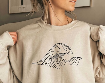 Surfing Sweatshirt, Surf Gift Surf Lover Surfer Sweatshirt Cute Beach Lover Summer Sweatshirt Ocean Wave Sweatshirt