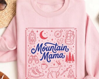Outdoorsy Mountain Mama Sweatshirt, Trailblazing Wilderness Adventure Explore Nature Mother Hoodie