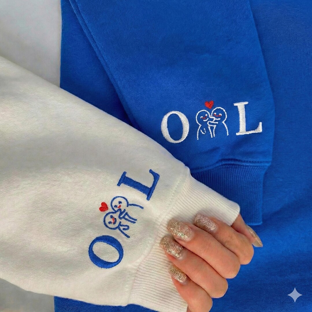 Hug Heart Lovers Embroidered Hoodie, Personalized Initial Matching ...