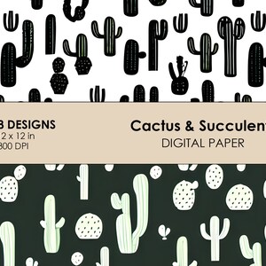 Cactus & Succulent Digital Paper Pack | Scrapbook Paper | Seamless ...