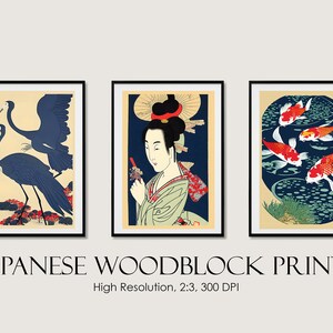 Japanese Woodblock Print | Beautiful Asian Art | Vintage Japanese Art | 3 Piece Wall Art | Printable Wall Art