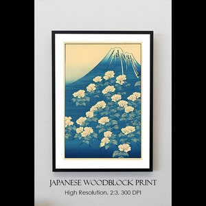 Japanese Woodblock Print | Beautiful Floral Mountain Asian Art | Vintage Japanese Art | Printable Wall Art