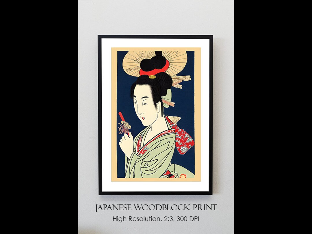 Japanese Woodblock Print | Beautiful Geisha Asian Art | Vintage ...