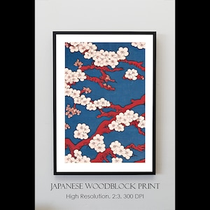 Japanese Woodblock Print | Beautiful Cherry Blossom Asian Art | Vintage Japanese Art | Printable Wall Art Active