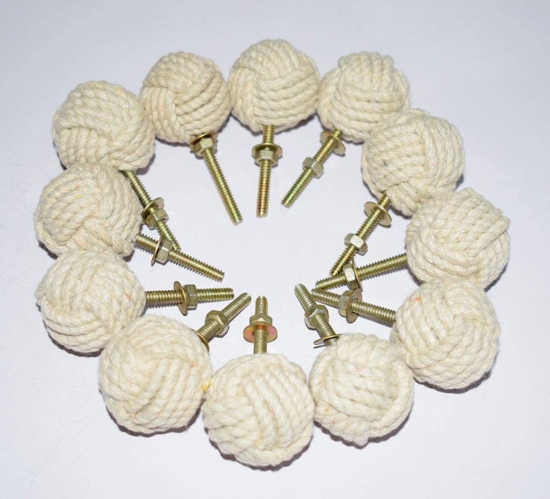 White Cotton Rope Door Knobs/rope Knot Drawer Pulls and Knobs/pull and Push Handle Knobs for