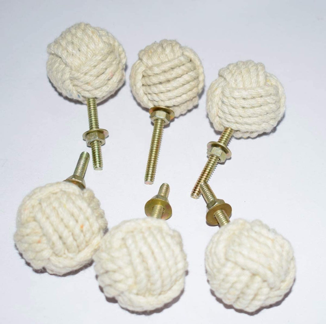 White Cotton Rope Door Knobs/rope Knot Drawer Pulls and Knobs/pull and Push Handle Knobs for