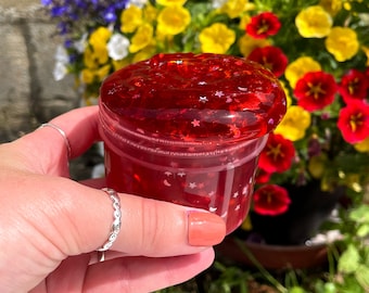 Starberry Slime - Red Clear Slime with Glitter - Strawberry Scented Slime - ASMR Slime & Sensory - Slime UK Seller - Fruity Slime