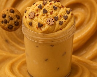 Cookie Dough Cloud Cream Slime: Caramel Scented, Chocolate Hearts