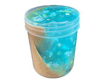 Tropical Water Slime: Clear Aqua Sand Slime, Pineapple Scent