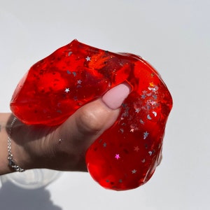 Starberry Slime - Red Clear Slime with Glitter - Strawberry Scented Slime - ASMR Slime & Sensory - Slime UK Seller - Fruity Slime