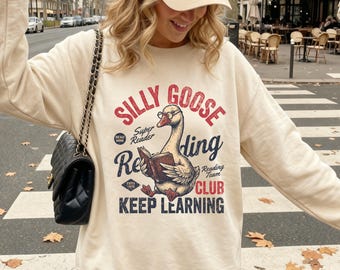 Silly Goose Reading Club, Keep Learning Sweatshirt, Teacher Crewneck, Librarian Shirt