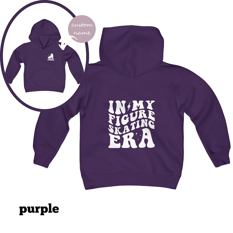 Custom Name Figure Skating Youth Hooded Sweatshirt, Personalized Figure