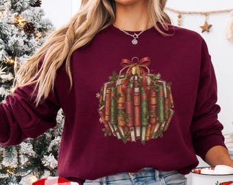 Holiday Books Sweatshirt, Christmas Book Lover Gift