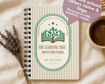 Custom Montessori School| Spiral Bound Notebook, Personalized Teacher gift, Back to school stationary