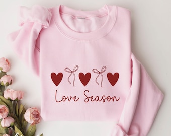 Coquette Bows Valentine Sweatshirt ,Love Season Minimalist Valentine's Day gift