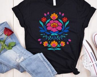 Mexican Folk Art Shirt: Otomi Floral Graphic Tee