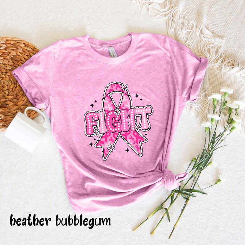 Breast Cancer Warrior Tshirt, Fight Cancer Awareness Tee, Pink Ribbon