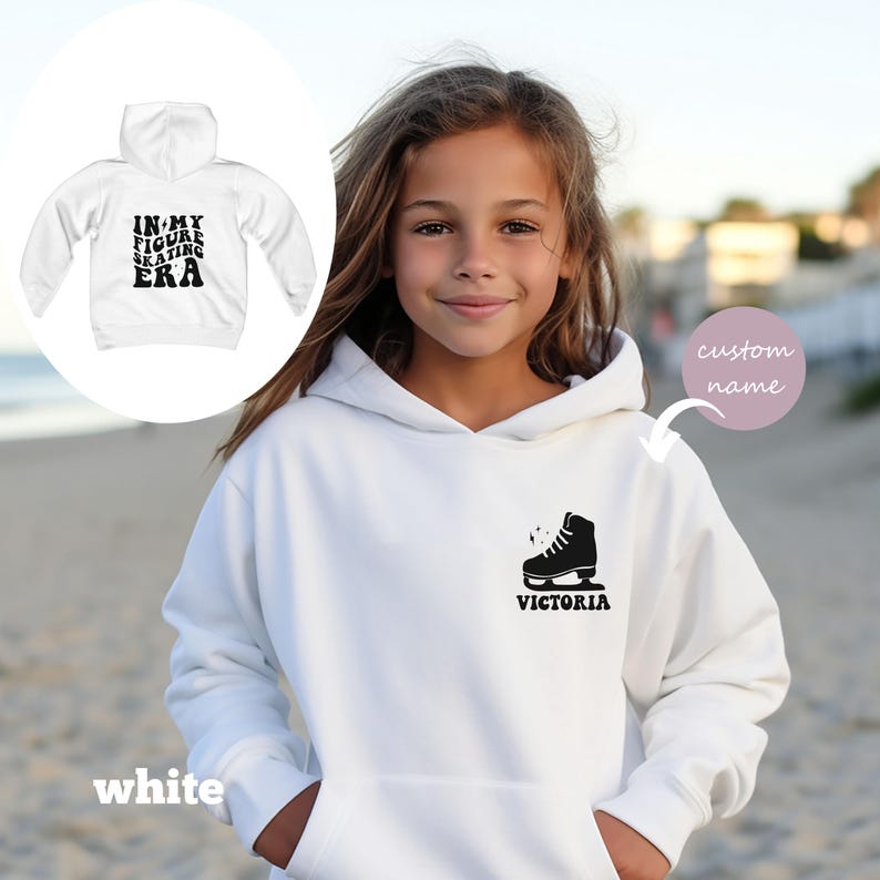 Custom Name Figure Skating Youth Hooded Sweatshirt, Personalized Figure