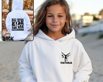 Custom Name Gymnastics Youth  Hooded Sweatshirt, Why walk when you can Cartwheel shirt, Personalized Gymnastics Hoodie, Pocket print shirt