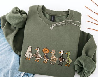 Funny Halloween Goose Sweatshirt, Spooky Librarian Crewneck, Fall Crewneck