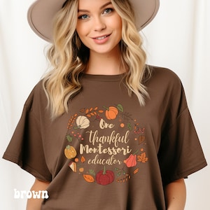 One Thankful Montessori Educator Shirt,Fall Teacher T-shirt,Thanksgiving Montessori Tee,Teacher Appreciation Tee,Class Team Matching Shirts