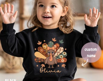 Personalized Turkey Toddler Sweatshirt, Thanksgiving Outfit