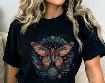Moth Cottagecore T-Shirt: Mystical Celestial Insect Tee