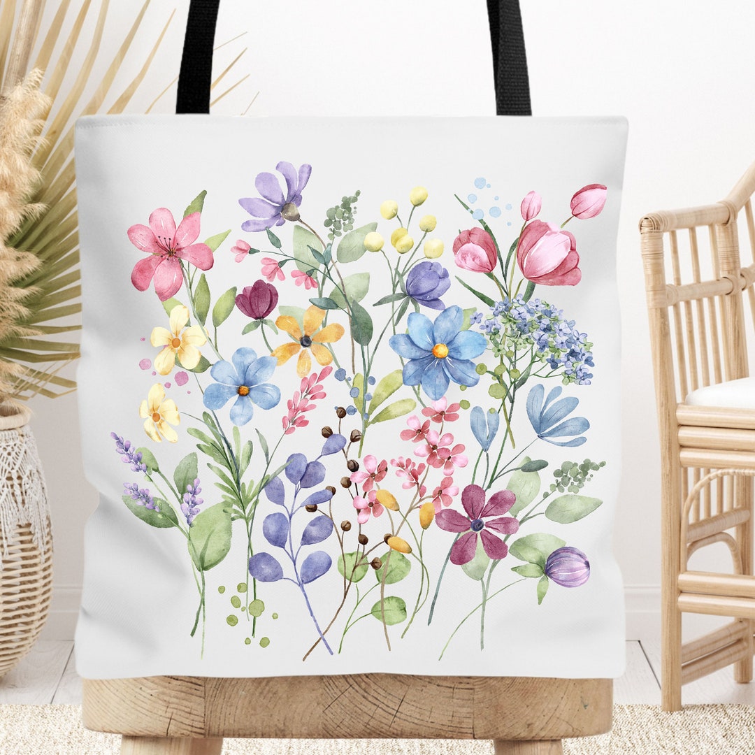Wildflowers Tote Bag, Three Sizes, Reusable Shopping Bag, Grocery Sacks