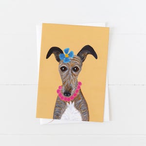 Greyhound Whippet greetings card, pet greetings card, dog greetings card, dog card, fun dog card puppy card puppy greetings card, blank card