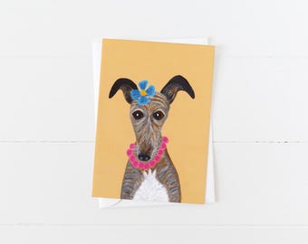 Greyhound Whippet greetings card, pet greetings card, dog greetings card, dog card, fun dog card puppy card puppy greetings card, blank card