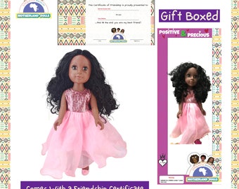 Gift Boxed 18" Afro Black Doll, Biracial Rag Doll