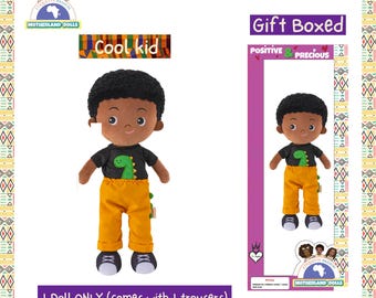 Gift Boxed Black Boy Rag Doll, African American Baby Shower Gift