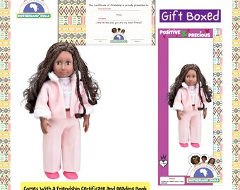 Gift Boxed Afro Black Rag Doll: 18" Doll & Book