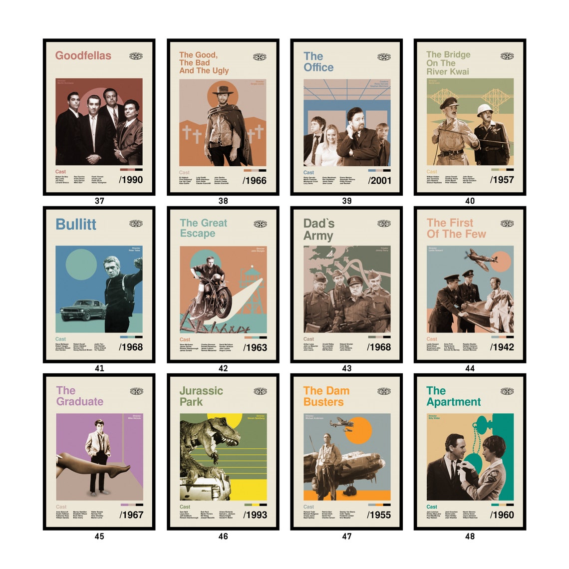 Movie Poster Print Collectionmid Century Style Wall Artchoose From 70