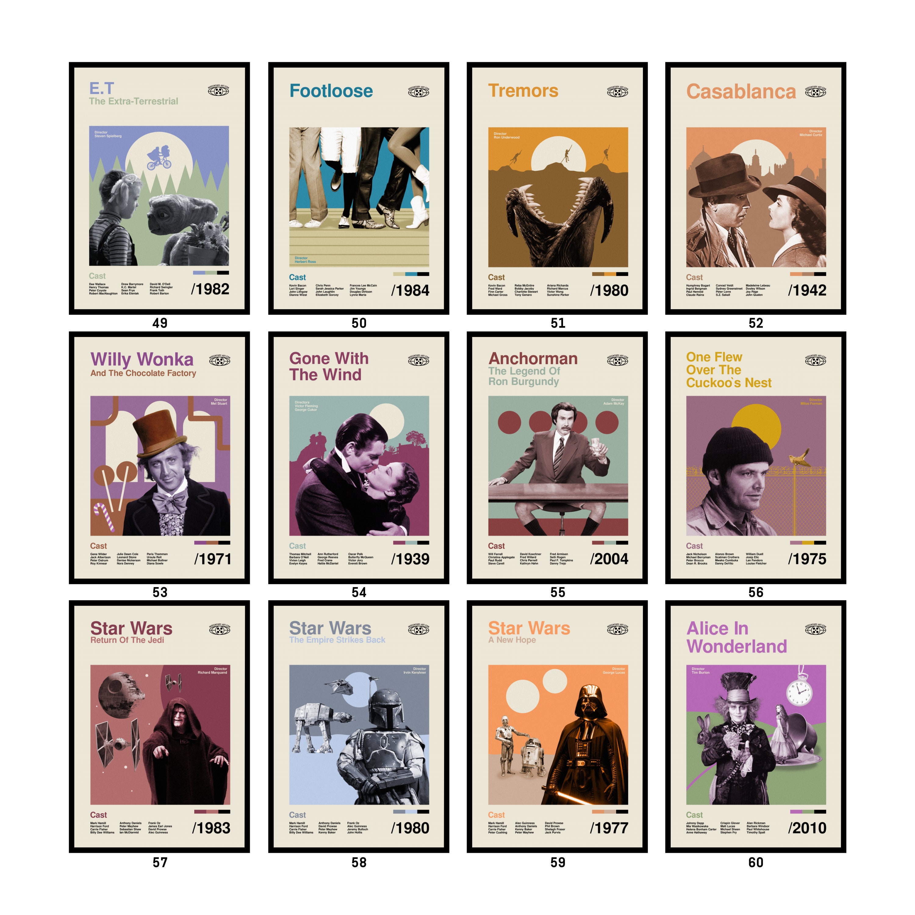 Movie Poster Print Collectionmid Century Style Wall Artchoose From 70