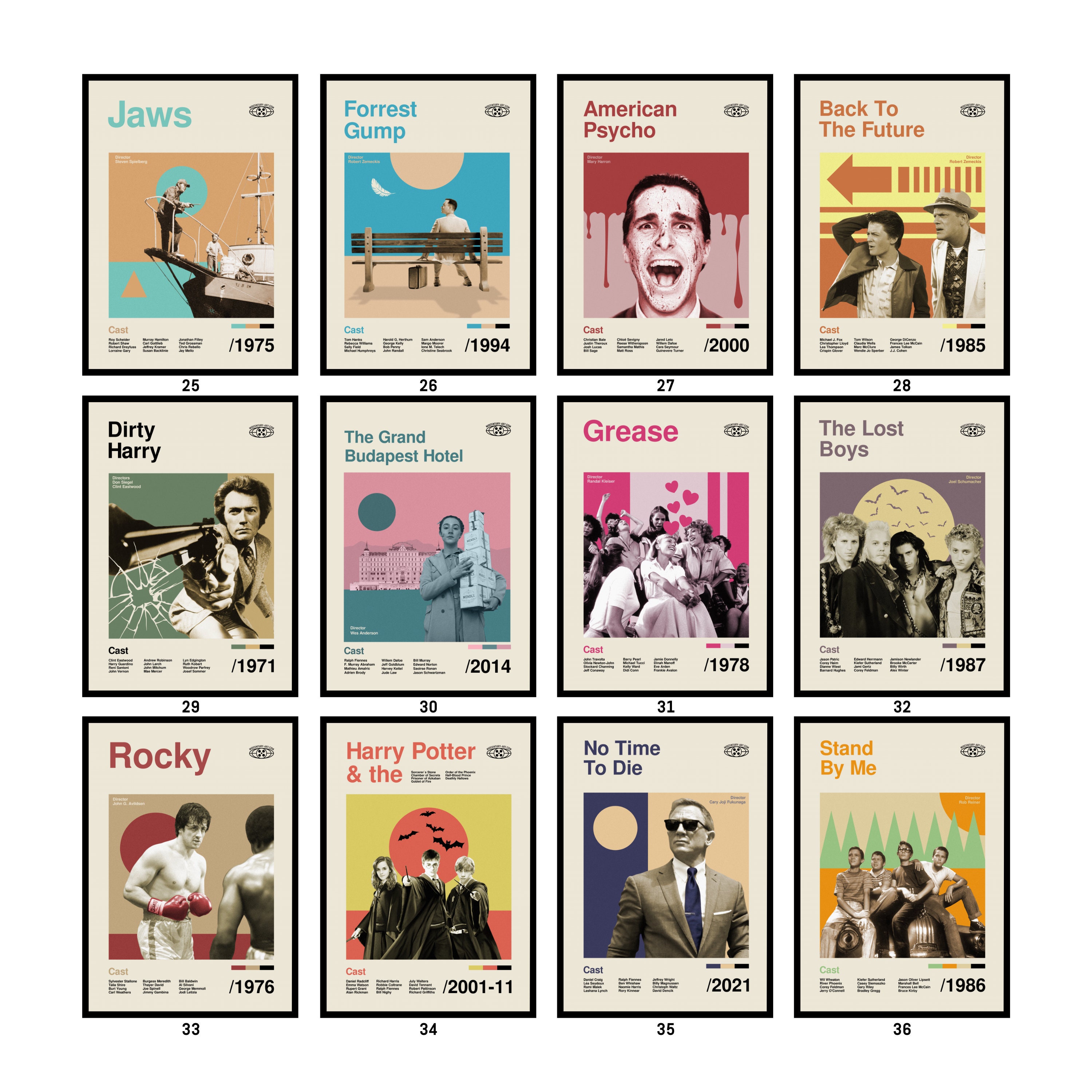 Movie Poster Print Collectionmid Century Style Wall Artchoose From 70