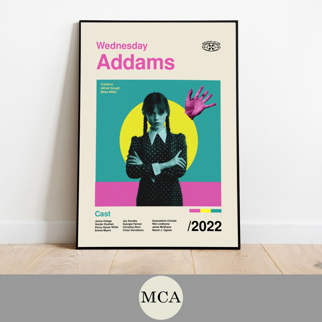 Wednesday Addams Midcentury Art Poster Film Wall Art Minimalist Movie