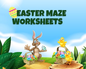 Printable Easter Maze Worksheets: Ages 5-8 | Easter Activity Sheets | Big Easter Mazes | Instant Download