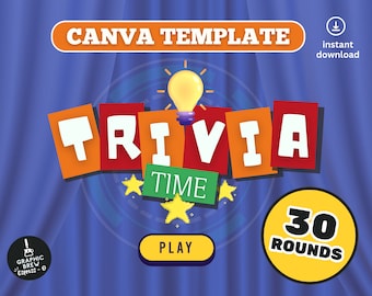 Trivia Time Game: bewerkbare canva-sjabloon voor game-avond (pdf)
