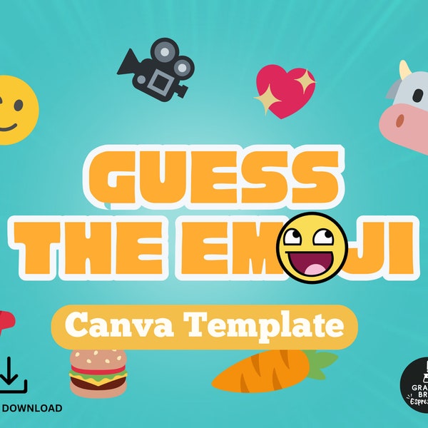 Guess the Emoji Game 50 Rounds Virtual Party Game, Fun Game Night Activity, Canva Presentation, Emoji Game for All Ages