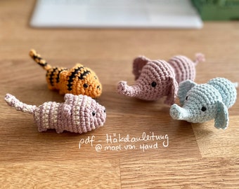 Häkelanleitung kleiner Tiger und Elefant - pdf - Anleitungen zum Häkeln kleiner Tiere - Amigurumi - Deutsch - only German!