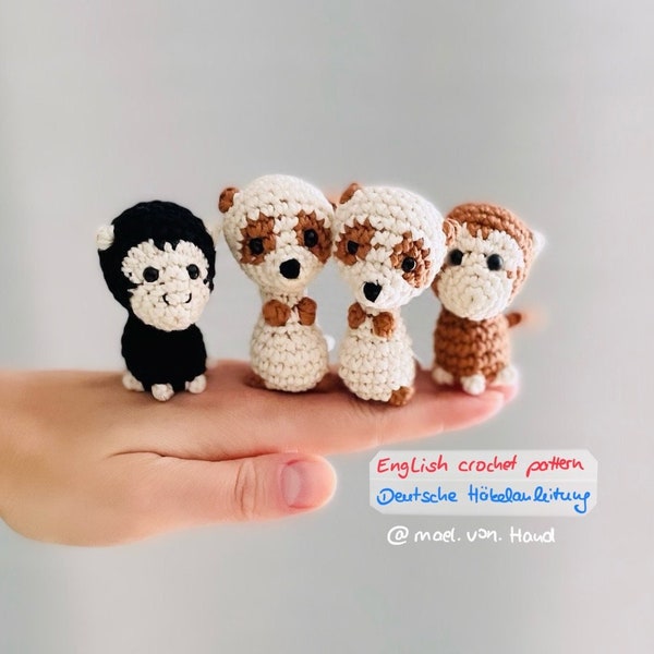 Häkelanleitung Amigurumi kleines Erdmännchen + kleiner Affe -Deutsch+English- crochet pattern little meerkat + chimpanzee -PDF- digital file