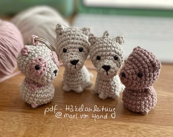 Häkelanleitung kleiner Wolf, Braunbär und Panda - pdf - Anleitungen zum Häkeln kleiner Tiere - Amigurumi - Deutsch