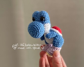 Häkelanleitung kleiner gepanzerter Dino - pdf - Anleitung zum Häkeln eines kleinen Dinos im Yoshi Style - Amigurumi - Deutsch