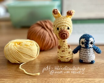 Häkelanleitung kleine Giraffe und kleiner Pinguin - pdf - Anleitungen zum Häkeln kleiner Tiere - Amigurumi - Deutsch