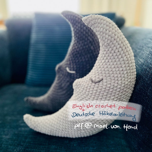 Deutsche Häkelanleitung Mond Kissen/English crochet pattern for a moon pillow - pdf - by mael von Hand