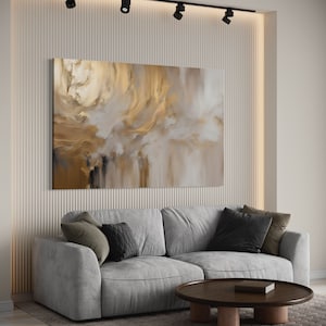 Gold Cream Beige Minimalist French Velvet Wall Art Large Canvas Sale Abstract Wall ART Minimalist Painting Modern Neutral Home Room Decor