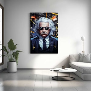 Albert Einstein Handcrafted French Velvet Canvas Modern Wall Art For Unique Home Decor Art Painting Banksy Housewarming Gift