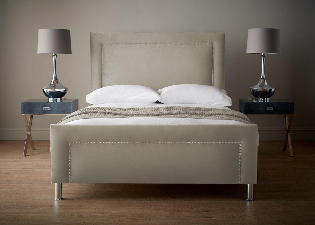 Levi Luxury Handmade Upholstered Bed Frame French Velvet Modern Bedroom