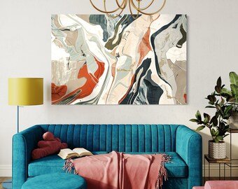 Abstract canvas muurkunst, kleurrijk schilderij, kunst aan de grote muur, woonkamerdecor, modern, minimalistisch, slaapkamer, schilderij, handgemaakt, schilderij